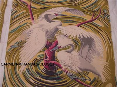 Pair Art Deco 30 S 40s Barkcloth Fabric Drapes Egret