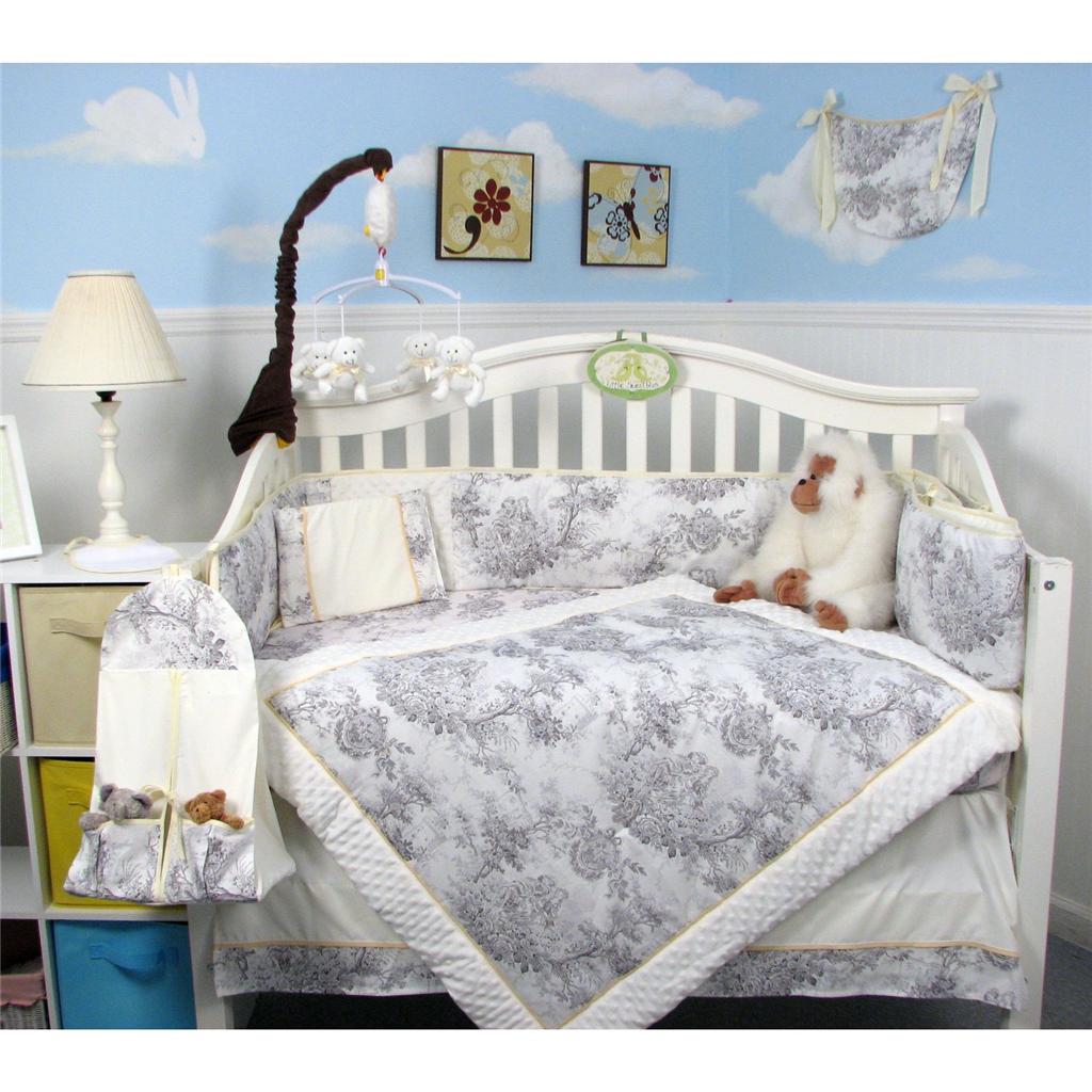 Soho Designs SoHo Designs White & Charcoal French Toile Baby Crib
