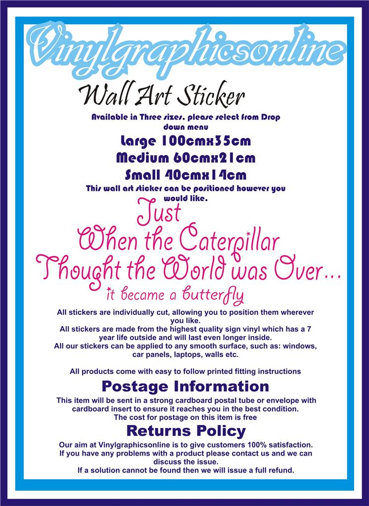 Just when the caterpillar thought... Wall art sticker decal quote cp.111 eBay