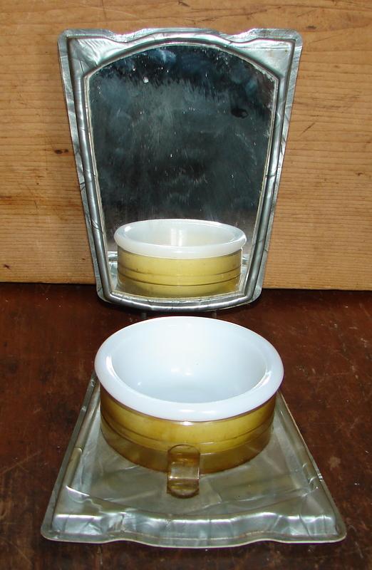 Vintage Travel Folding Mens Shaving Kit with Mirror and Bowl eBay
