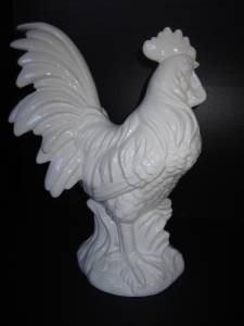 white rooster figurines