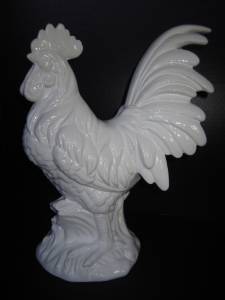 white rooster figurines