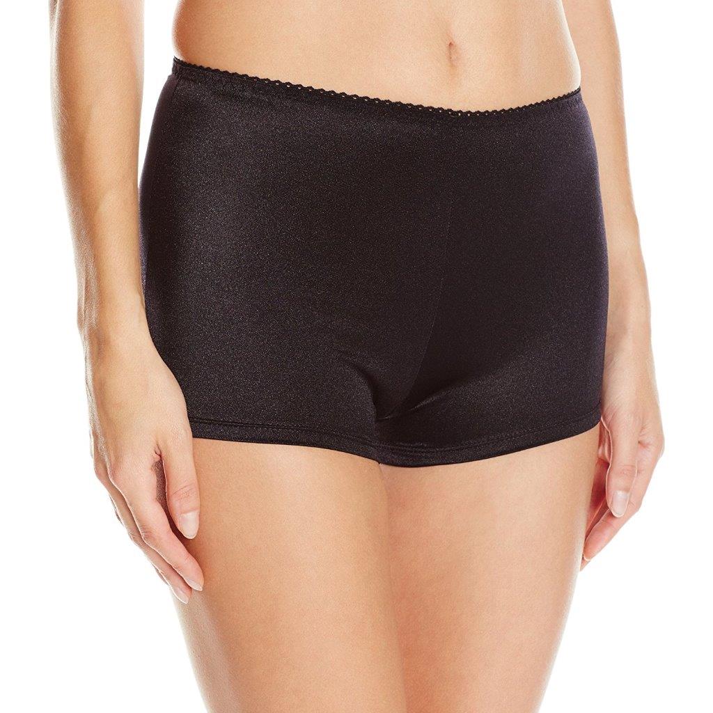 Vassarette Women's Undershapers Light Control Boyshort Panties Black