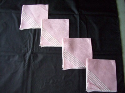Cloth Sale on Vintage Pink And White Linen Napkins Wavy Design Neat Ebay