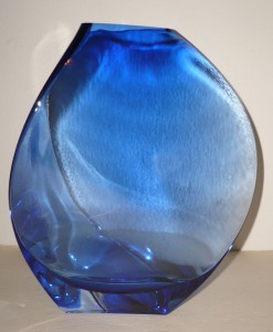Dansk, Vase, Ocean Blue Glass, Unique Shape, Mint