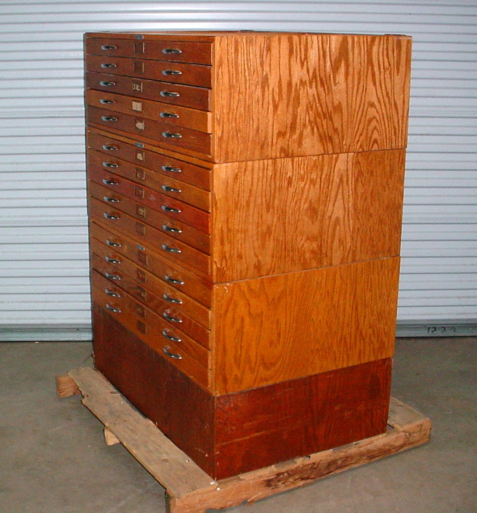 Company 15 Drawer Wooden Mapfile Map Drafting File Blueprint