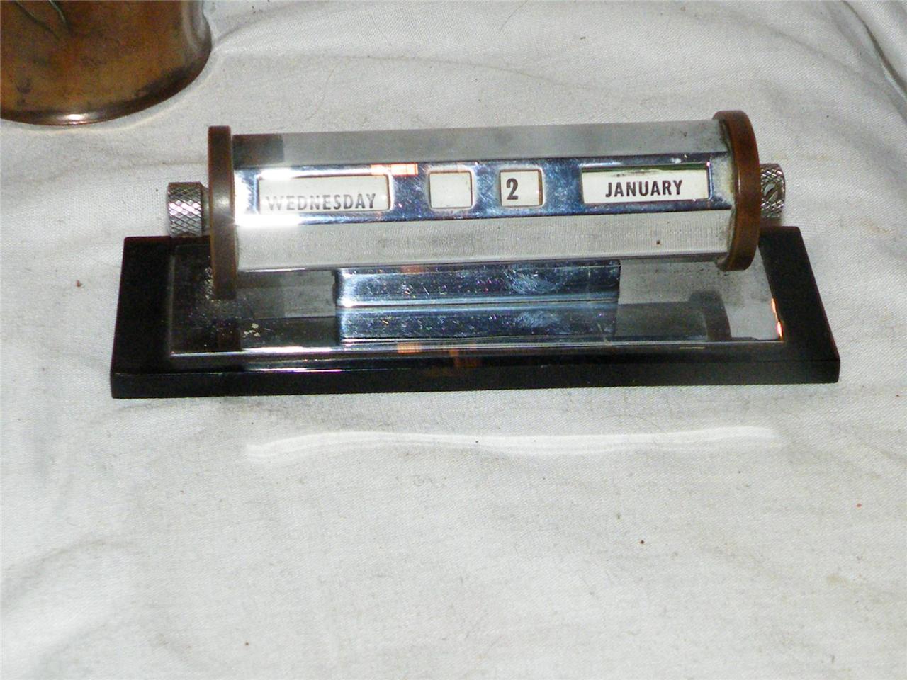 VINTAGE 1930s ART DECO CHROME PERPETUAL DESK CALENDAR eBay