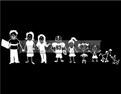 Custom 10 Stick Figure People Family Vinyl Car Auto Window
