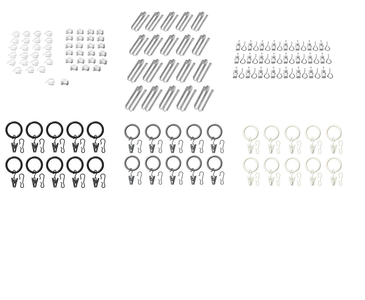 IKEA Curtain Hooks, Curtain Rings with Clip, Glider and Hook various