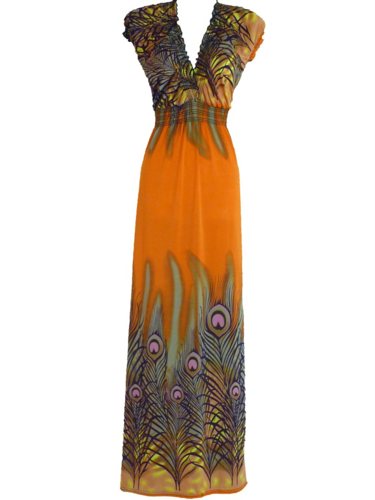 New Orange Peacock Maxi/Beach Dress Size 14