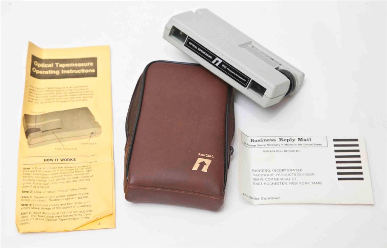 Vintage Ranging Optical Tape Measure M100 Tapemeasure w/ Case