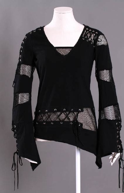 long sleeve black fishnet top