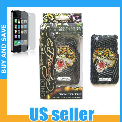 Ed Hardy Iphone 3gs Crystal Tiger Faceplate Crystal