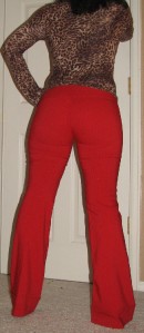Details about SEXY OFFICE WEAR RED PINSTRIPE SPANDEX PANTS VALIA