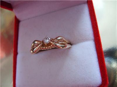 Vintage 14KY G Diamond Black Hills Gold Wedding Ring Set New Old Stock 