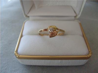 Black Diamond Solitaire Rings on Vintage 10k 12k Black Hills Gold Natural Diamond Solitaire Ring   Ebay