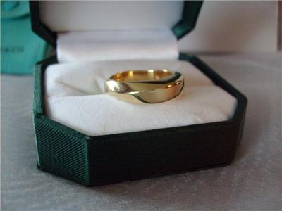 Curved Diamond Wedding Bands on Tiffany   Co  18k Y G Wedding Band Ring Curved Design   Ebay