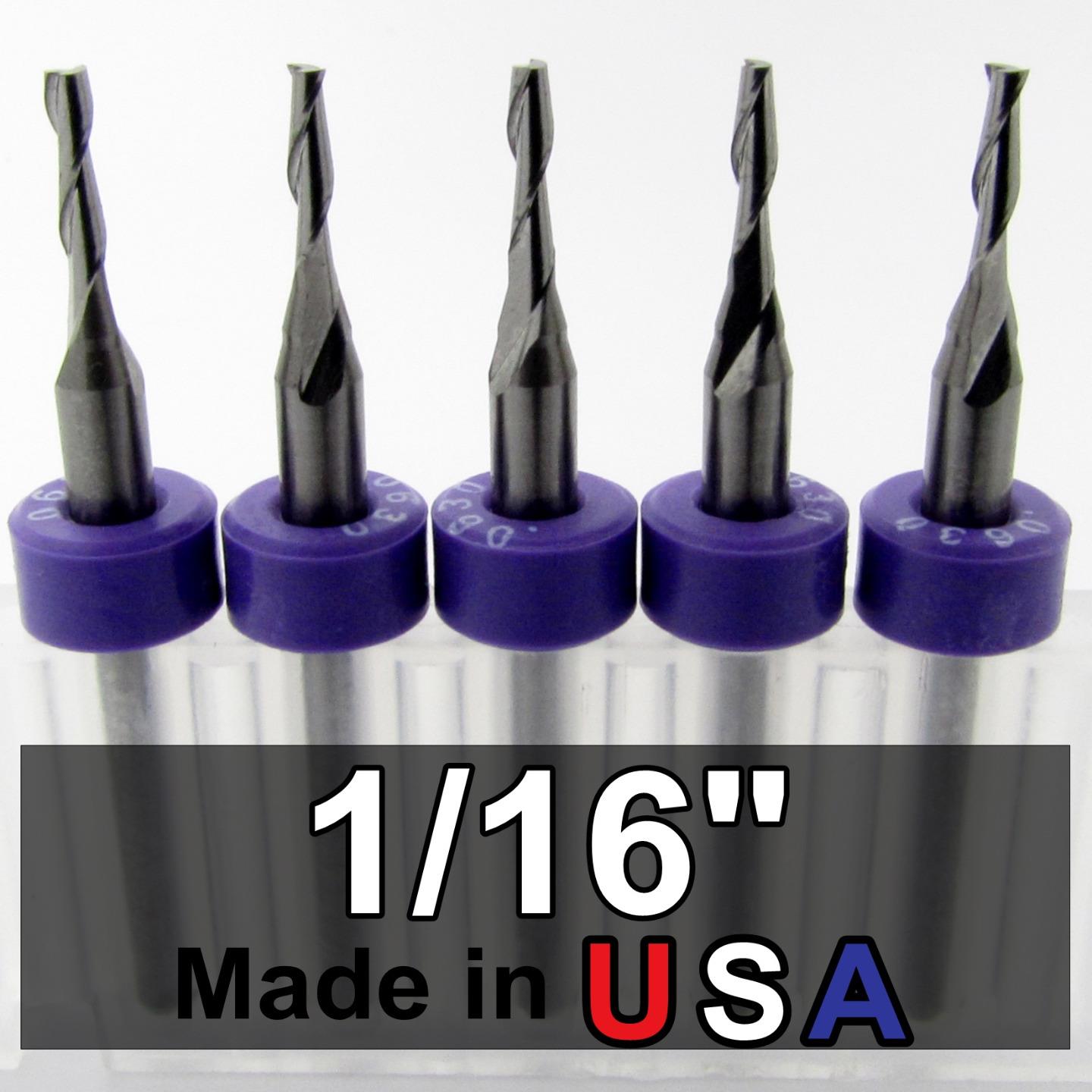 CNC M111 1//16/" Carbide End Mills Two Flute .250 LOC 5 Made in USA