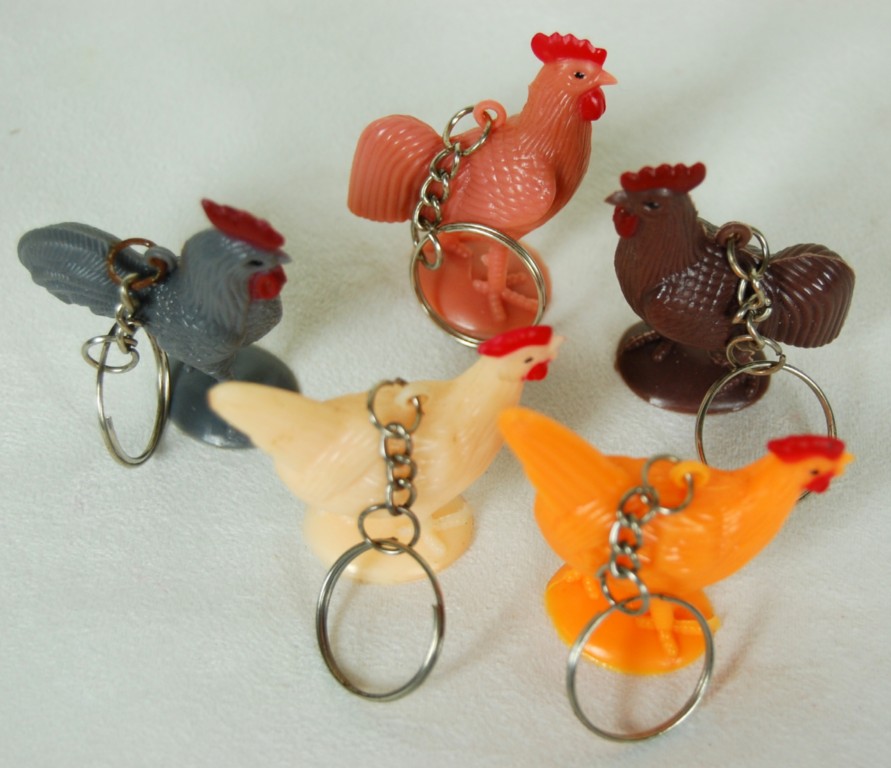 PLASTIC ROOSTER CHICKEN KEY RINGS 5 Lot Chains Toy NEW eBay
