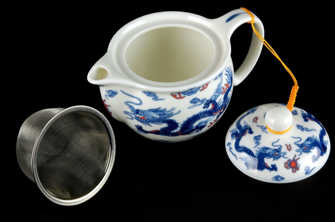 Chinese Porcelain Insulated Blue Dragon Tea Set Ceramic 6 ...
