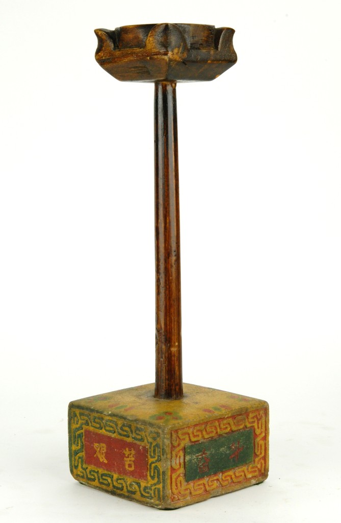 ANTIQUE CHINESE CANDLE HOLDER Yellow Stone Base Accent Stand 15" eBay