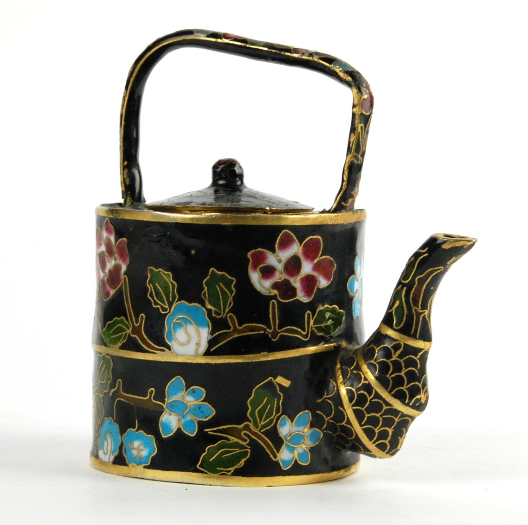 VINTAGE CHINESE CLOISONNE TEAPOT Lid Enamel Home Decor eBay