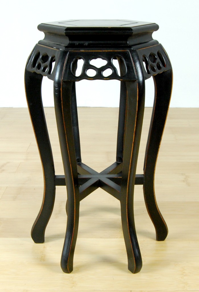 BLACK LACQUER WOOD STAND Plant Display Side End Table eBay