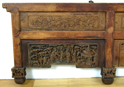 Antique Wood Headboard on Antique Hand Carved Wood Panel Chinese Headboard 7 3 Ft   Ebay