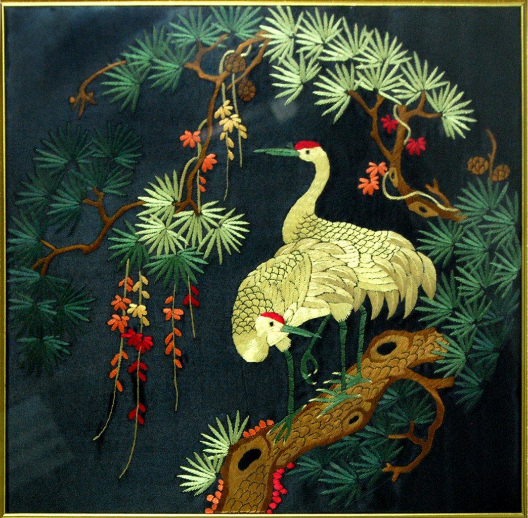 CHINESE CRANE BIRD FRAMED SILK EMBROIDERY Wall Art Gift | eBay