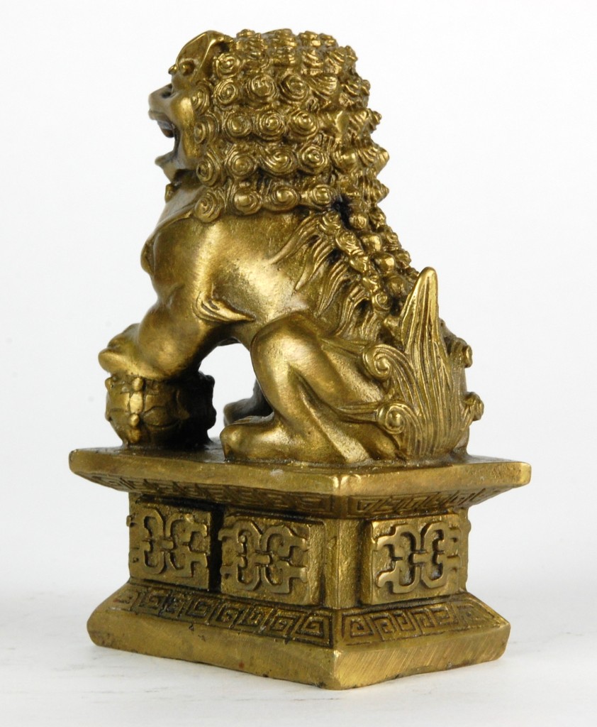 BRONZE FOO DOG PAIR STATUE Fu Lion Set Chinese Asian 4" eBay