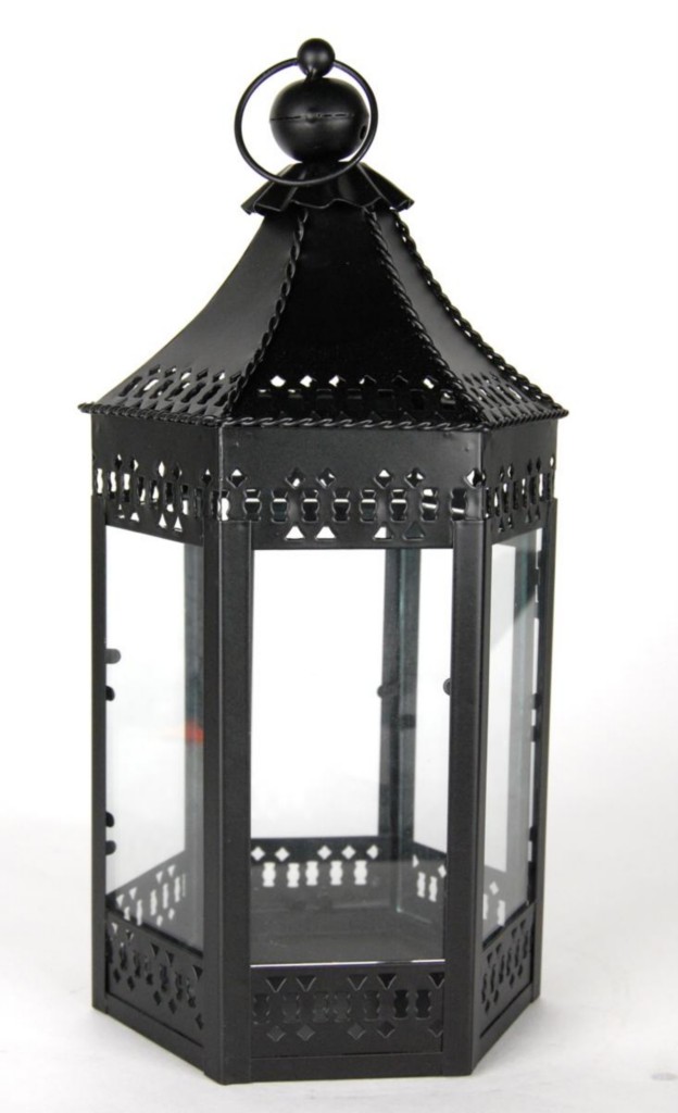 Metal Glass Lantern Black Outdoor Candle Holder Hanging Lamp Indoor Votive 16" eBay