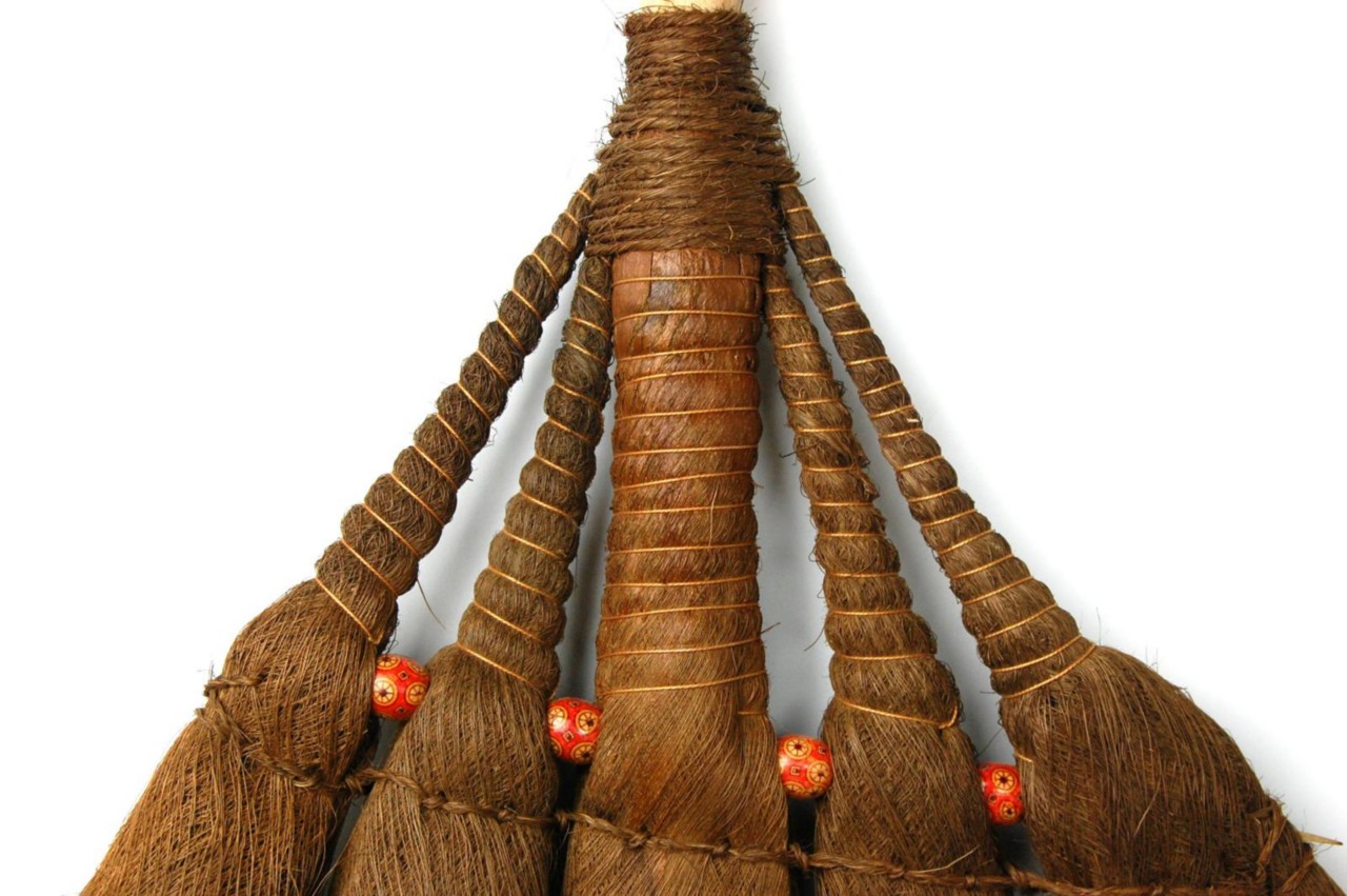 Chinese Wood Straw Broom Hand Woven Primitive Style Decorative