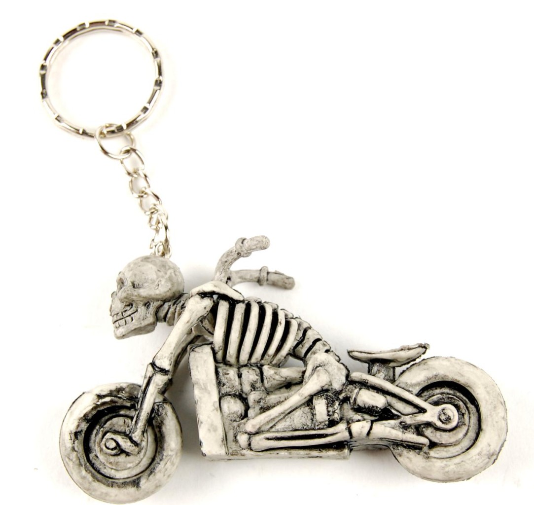 Details about Plastic Skeleton Motorcycle Keychain Gag Gift Keyring 