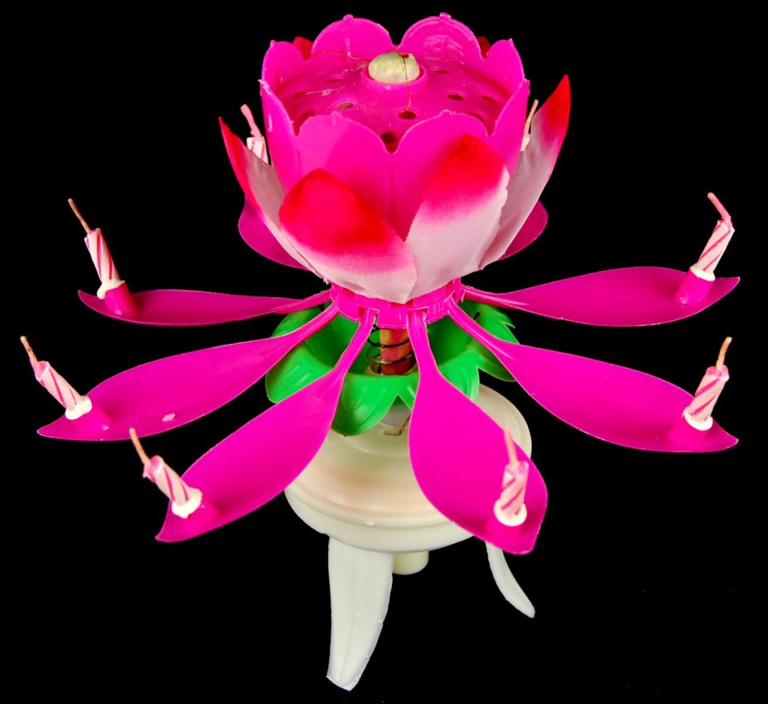 SPINNING MUSICAL BIRTHDAY CANDLE FLOWER Party Gift Sparkler Cake Topper