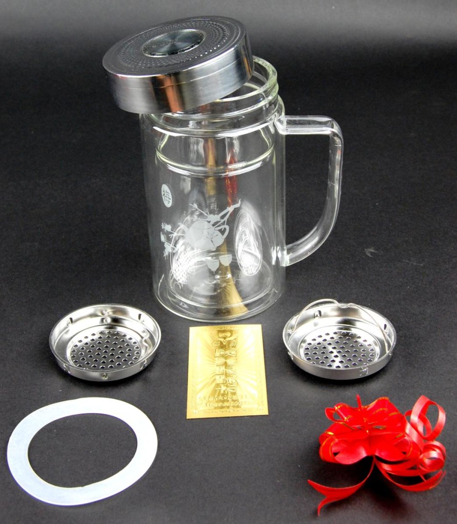 Insulated Glass Tea Thermos 9oz Teapot Travel Mug Infuser Strainer Tumbler Gift