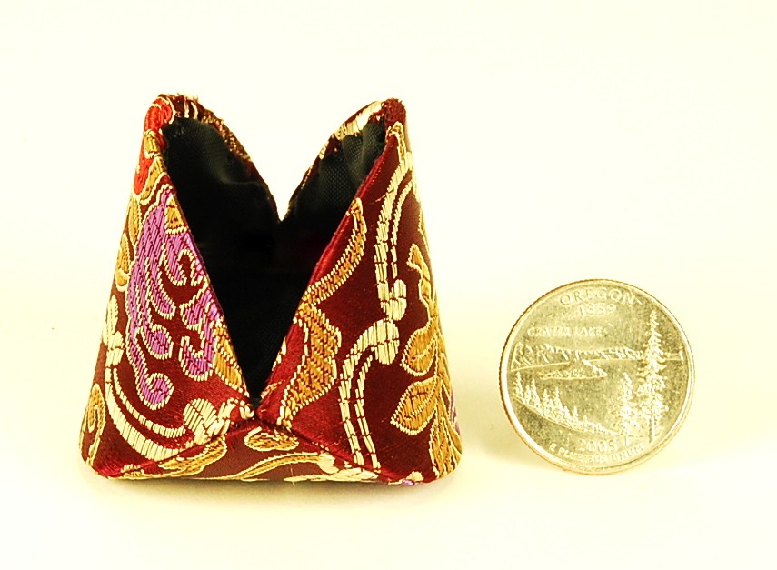 Silk Fortune Cookie Coin Purse Purple Case Squeeze Pouch Chinese