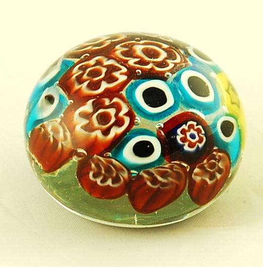 Glass Paperweight Collectible Multicolor Blossoms Home Office Décor