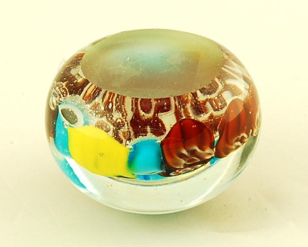 Glass Paperweight Collectible Multicolor Blossoms Home Office Décor