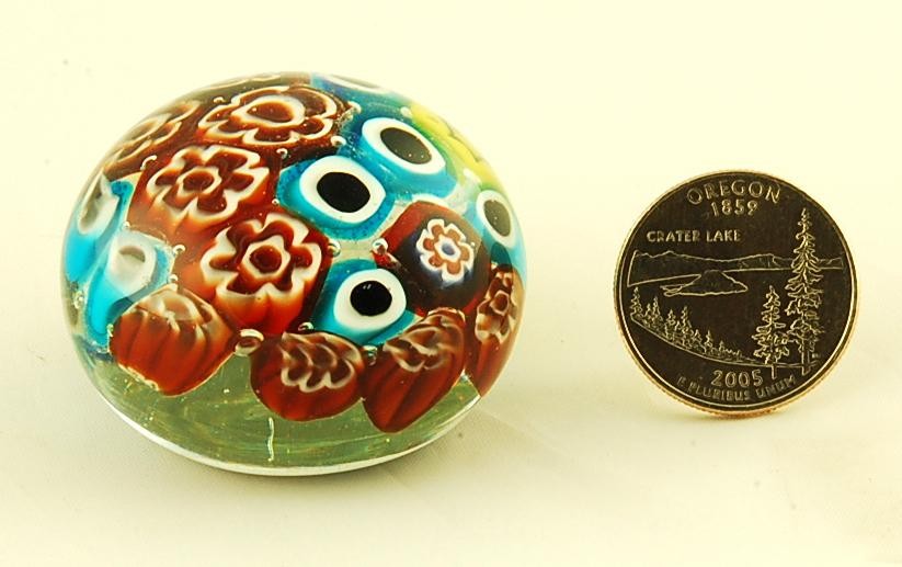Glass Paperweight Collectible Multicolor Blossoms Home Office Décor
