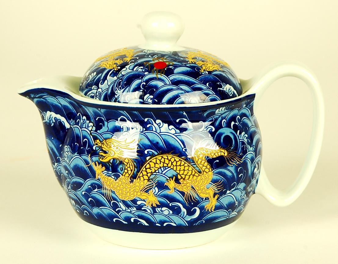 Chinese Porcelain Insulated Blue Dragon Tea Set Teapot 6 ...