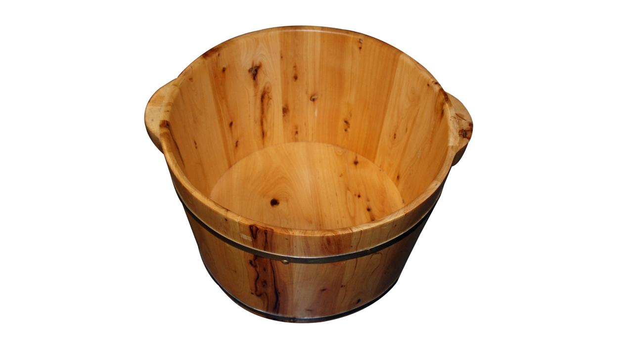 Round Wooden Portable Spa Massage Foot Bath Soaking Tub Bucket Barrel