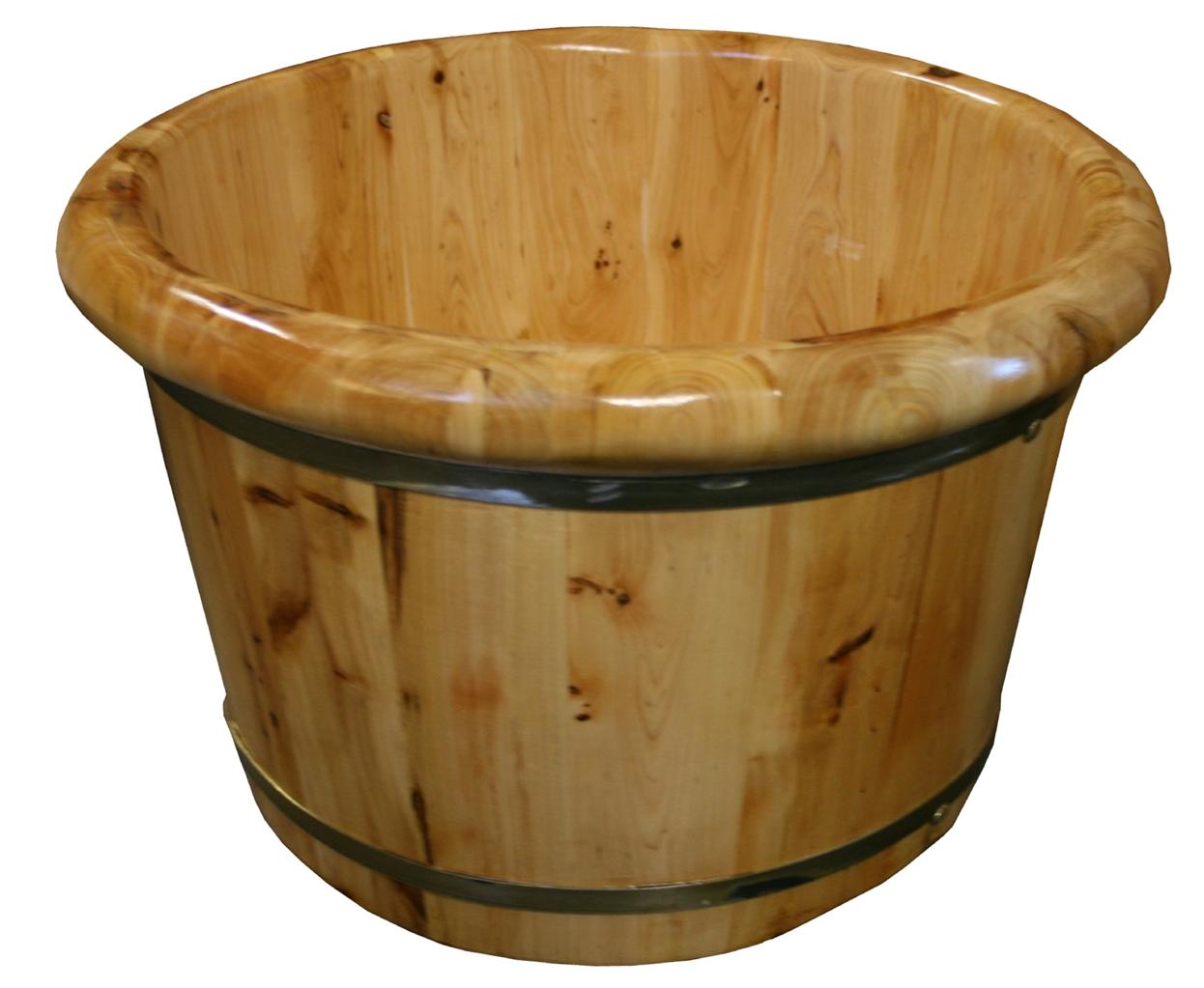 Round Wooden Portable Spa Massage Foot Bath Soaking Tub Bucket Barrel