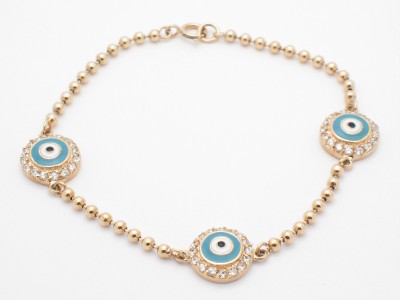 Evil Gold on Evil Eye Kabbalah Hamsa 18kt Gold Silver Bracelet Nib Ebay