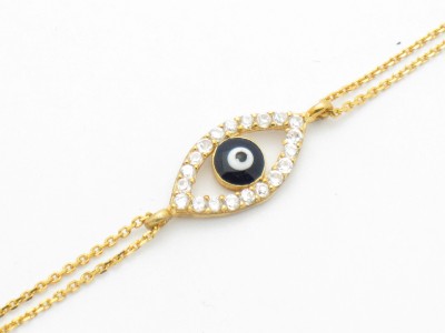 Evil  Diamond on 18k Gold Silver Diamond Set Evil Eye Hamsa Bracelet New   Ebay