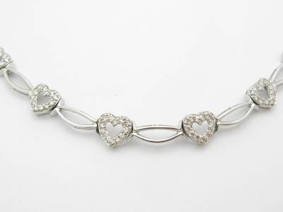 ... Gold Genuine Diamond Heart Tennis Necklace Bridal Wedding Gift eBay