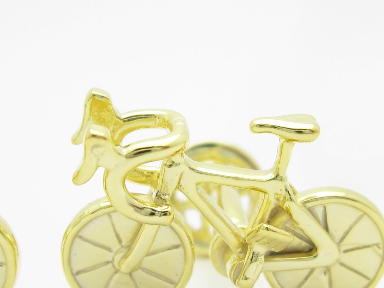 18k Gold Sterling Silver Custom Hand Made Bicycle 3D Design Cufflink Bridal Gift 