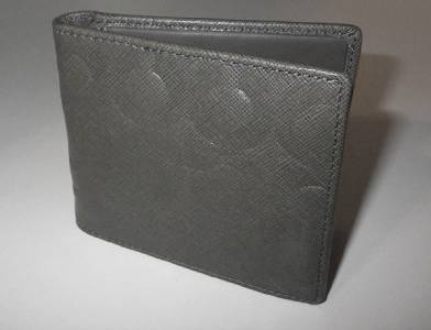 NEW COACH MENS BIFOLD OP ART EMBOSSED GRAY LEATHER DOUBLE ...