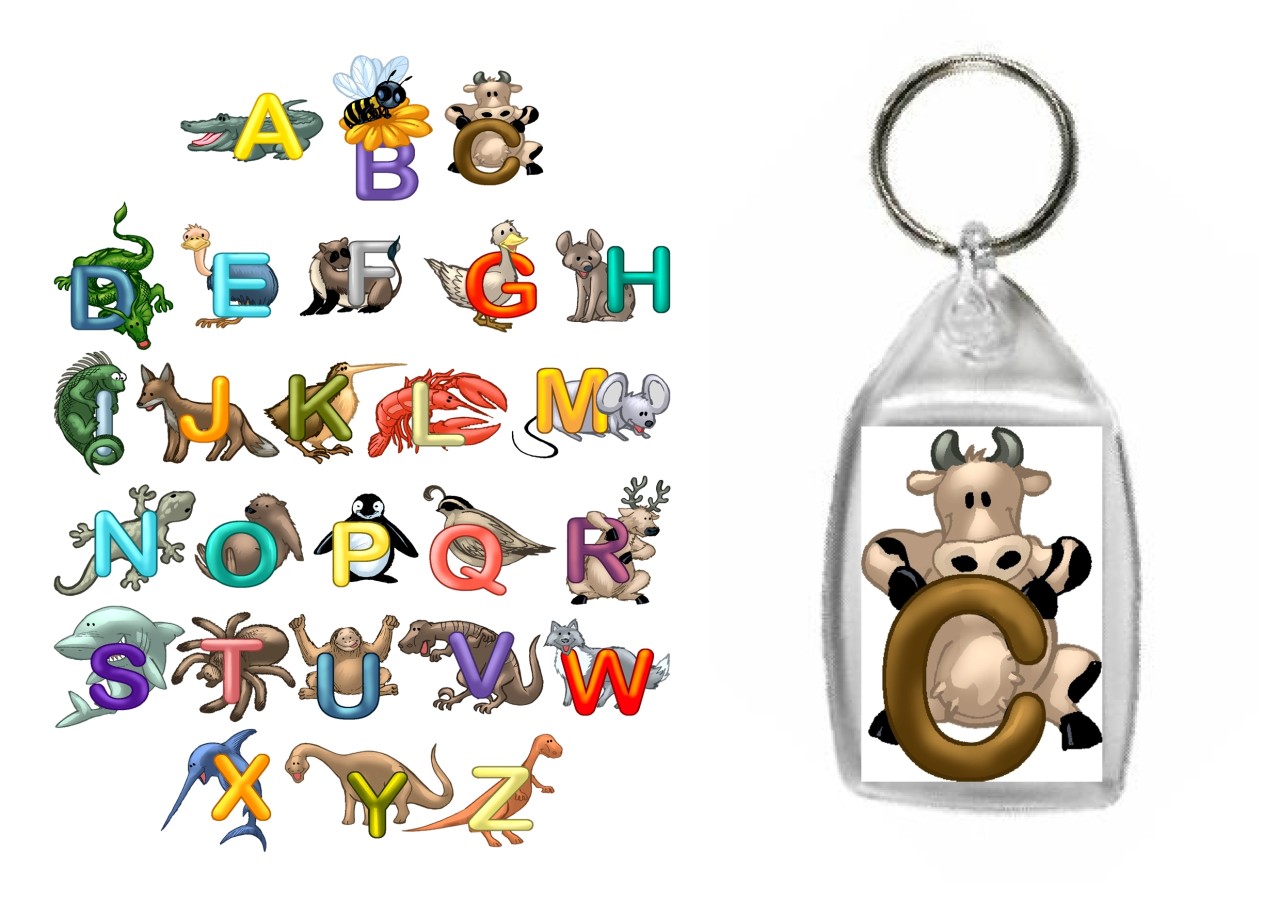 COOL AND FUN ALPHABET KEYRINGS CHOICE OF 26 "ANIMALS"