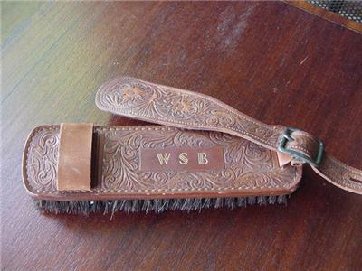 Antique Furniture Depot Ebay on Leather Clothes Brush Tooled W Shoe Horn Attachment 50s Ebay