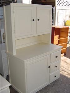 Antique Cupboard Cabinet Art Deco Painted Cream Black Peach